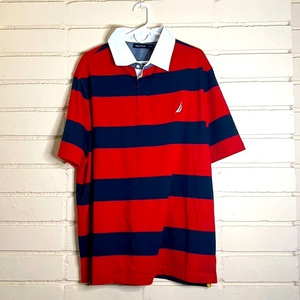 Nautica 1XLT‎ Polo Shirt Red and Navy Stripe